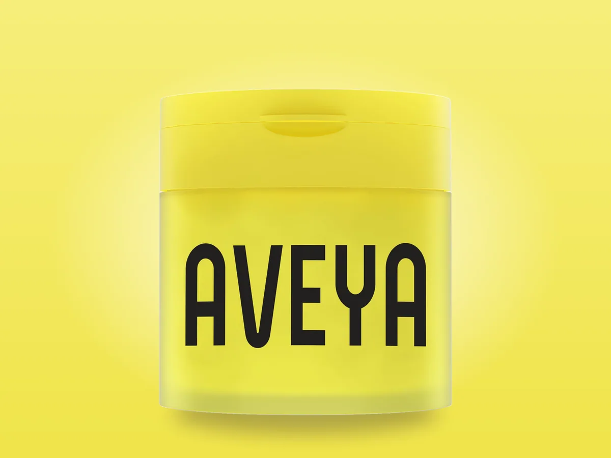 The yellow AVEYA jar of 100 toner pads