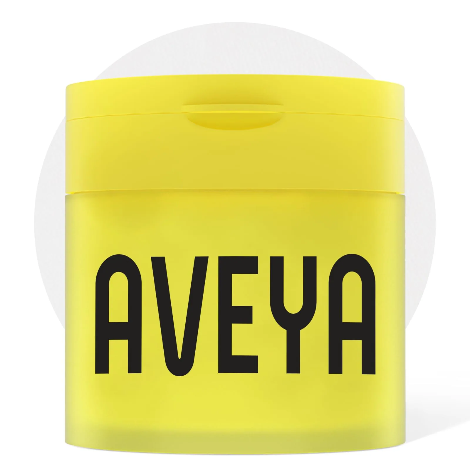 The yellow AVEYA jar that holds 100 toner pads